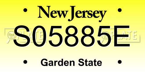 S05885E New Jersey License Plate