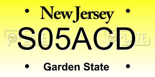 S05ACD New Jersey License Plate