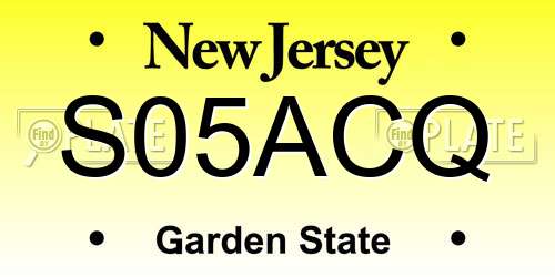 S05ACQ New Jersey License Plate