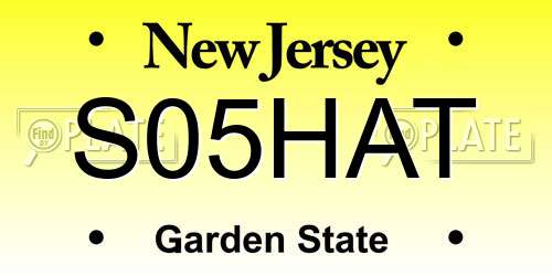 S05HAT New Jersey License Plate