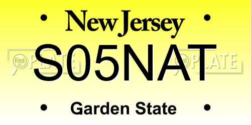 S05NAT New Jersey License Plate
