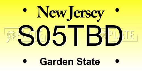 S05TBD New Jersey License Plate