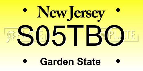 S05TBO New Jersey License Plate