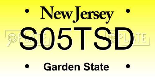 S05TSD New Jersey License Plate