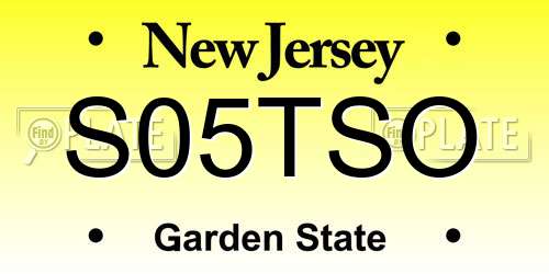 S05TSO New Jersey License Plate