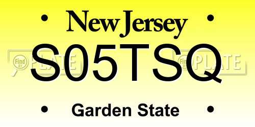 S05TSQ New Jersey License Plate