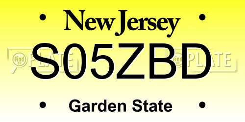 S05ZBD New Jersey License Plate