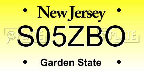 S05ZBO New Jersey License Plate