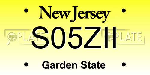 S05ZII New Jersey License Plate