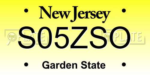 S05ZSO New Jersey License Plate