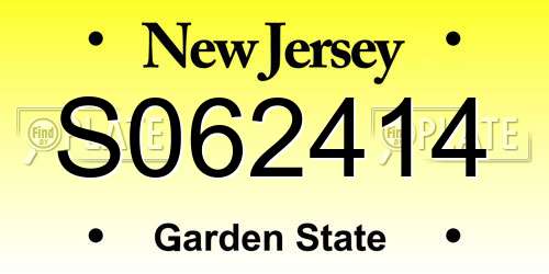 S062414 New Jersey License Plate