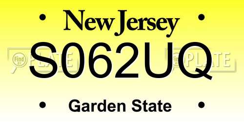 S062UQ New Jersey License Plate