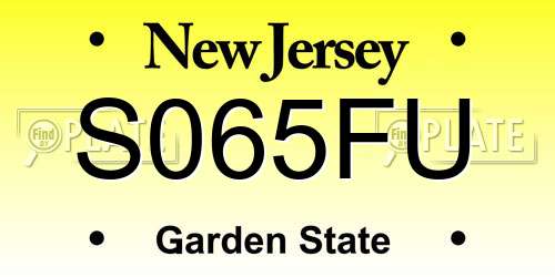 S065FU New Jersey License Plate