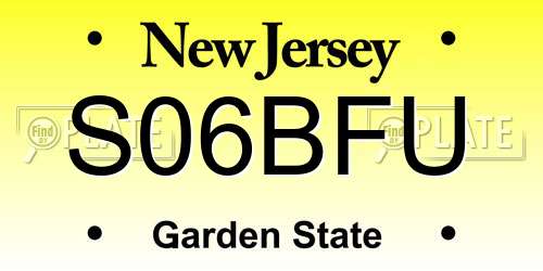 S06BFU New Jersey License Plate
