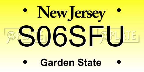 S06SFU New Jersey License Plate
