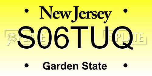 S06TUQ New Jersey License Plate