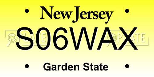 S06WAX New Jersey License Plate