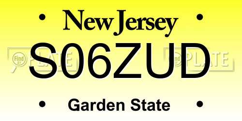 S06ZUD New Jersey License Plate