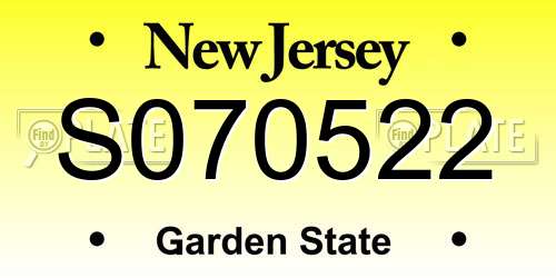 S070522 New Jersey License Plate
