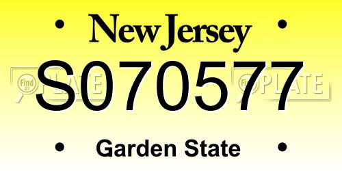 S070577 New Jersey License Plate