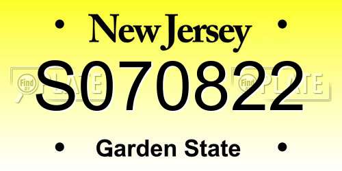 S070822 New Jersey License Plate