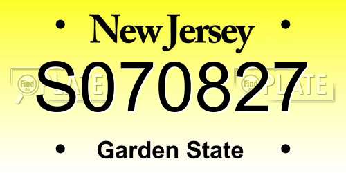 S070827 New Jersey License Plate