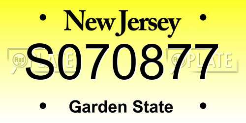 S070877 New Jersey License Plate