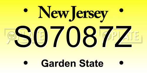 S07087Z New Jersey License Plate