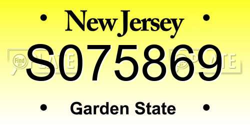 S075869 New Jersey License Plate