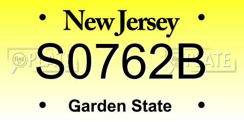 S0762B New Jersey License Plate
