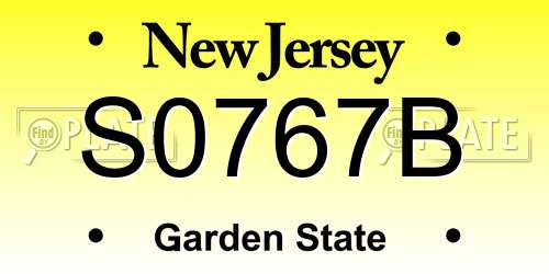 S0767B New Jersey License Plate