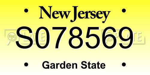 S078569 New Jersey License Plate