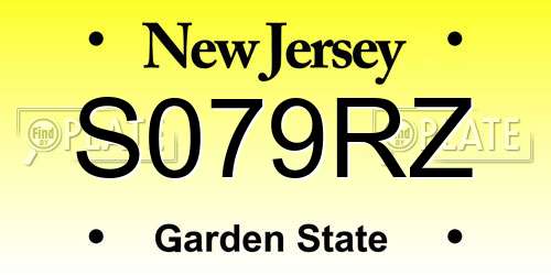 S079RZ New Jersey License Plate