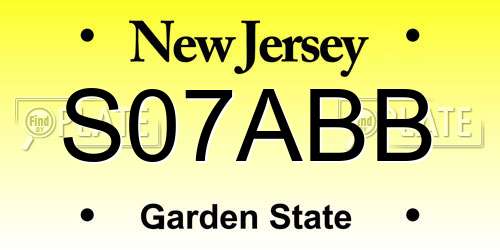 S07ABB New Jersey License Plate