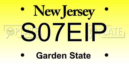 S07EIP New Jersey License Plate