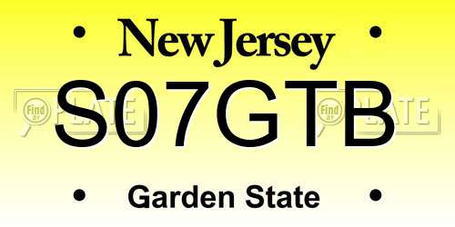 S07GTB New Jersey License Plate
