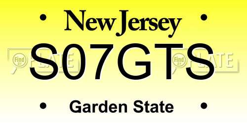 S07GTS New Jersey License Plate