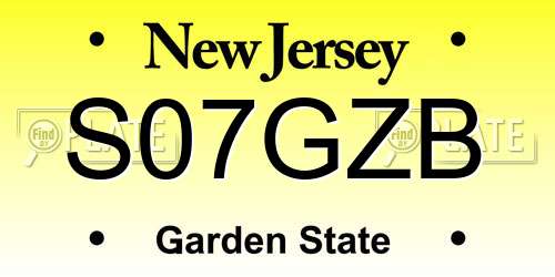 S07GZB New Jersey License Plate