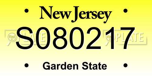 S080217 New Jersey License Plate