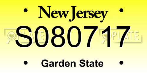 S080717 New Jersey License Plate