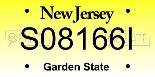 S08166I New Jersey License Plate