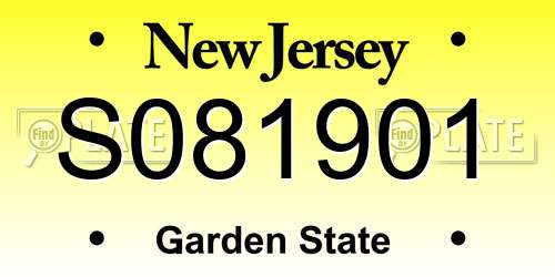 S081901 New Jersey License Plate