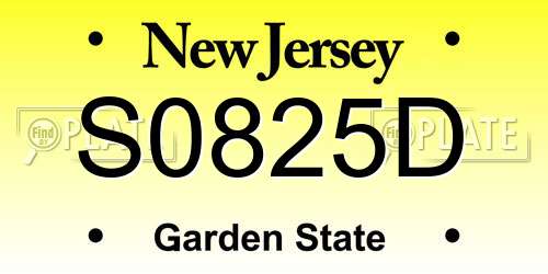 S0825D New Jersey License Plate