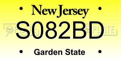 S082BD New Jersey License Plate