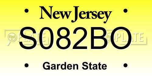 S082BO New Jersey License Plate