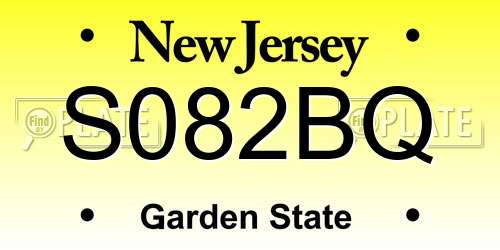 S082BQ New Jersey License Plate