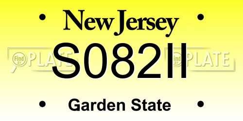 S082II New Jersey License Plate