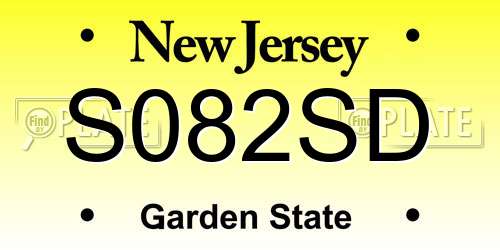 S082SD New Jersey License Plate