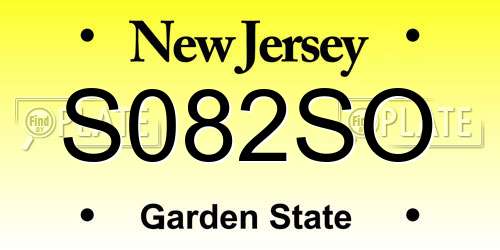S082SO New Jersey License Plate