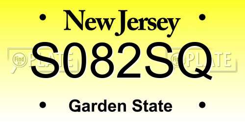 S082SQ New Jersey License Plate